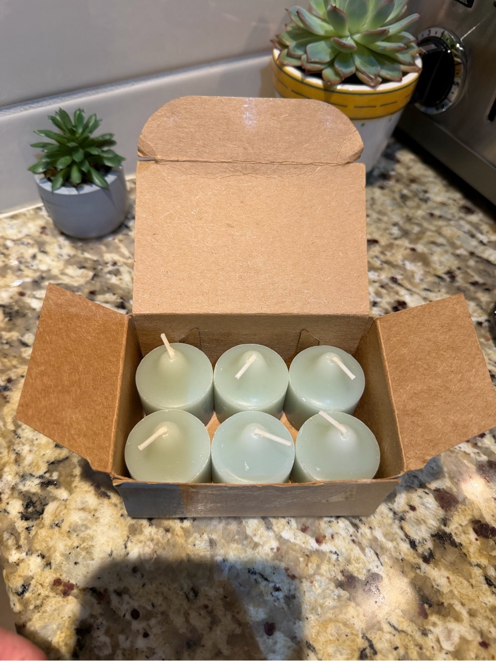 PartyLite Pale Green Calm Waves scent Votive Candles - 6 Pack